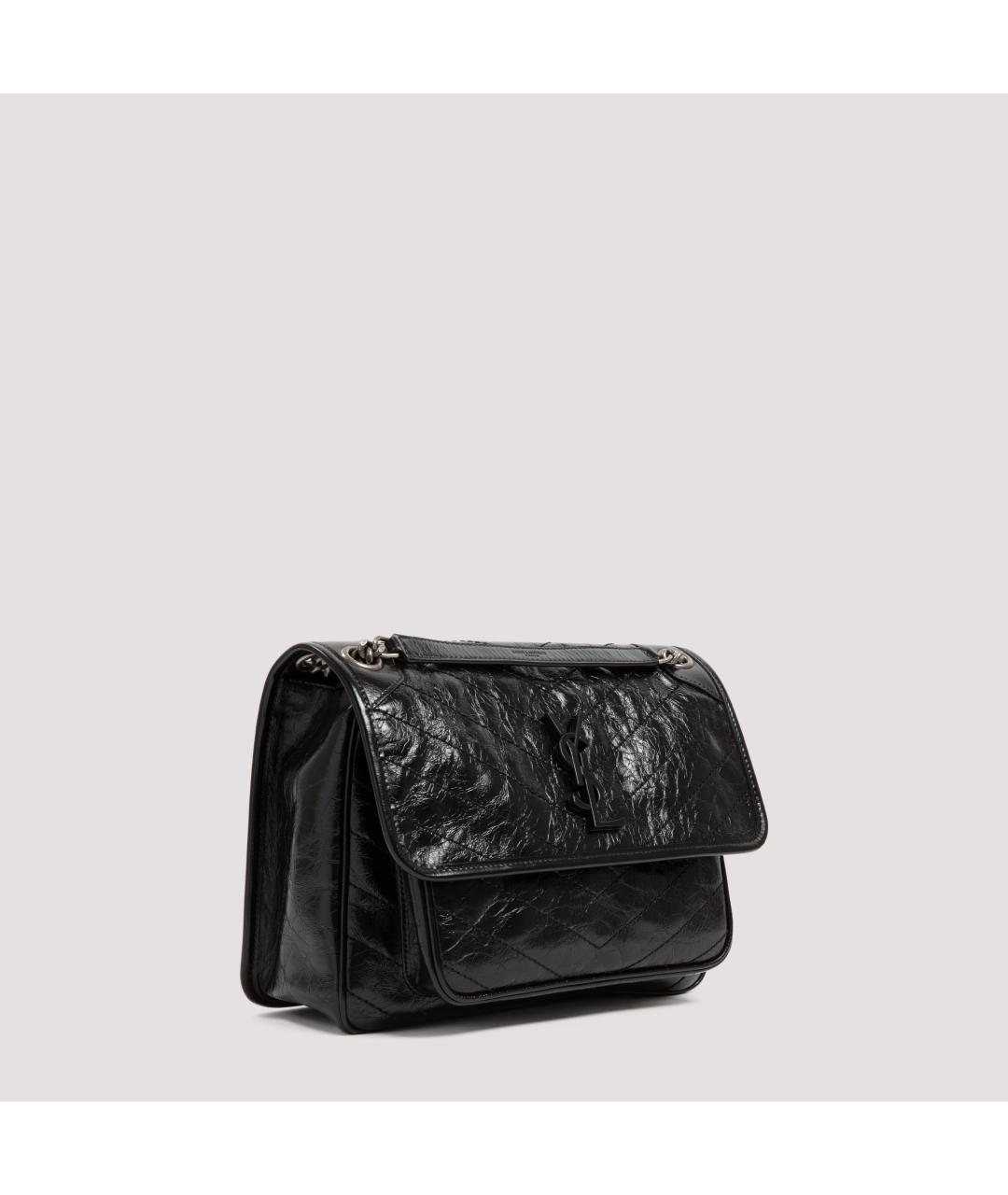 SAINT LAURENT Черная сумка через плечо из лакированной кожи, фото 4