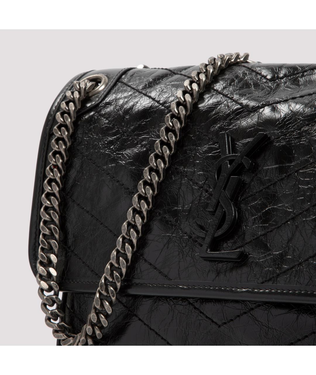 SAINT LAURENT Черная сумка через плечо из лакированной кожи, фото 5