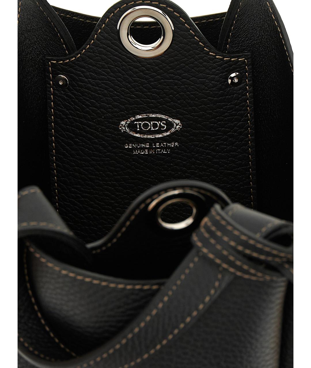 TOD'S Черная кожаная сумка тоут, фото 4