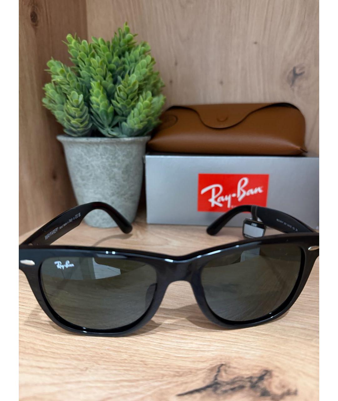 RAY BAN Черные пластиковые солнцезащитные очки, фото 4