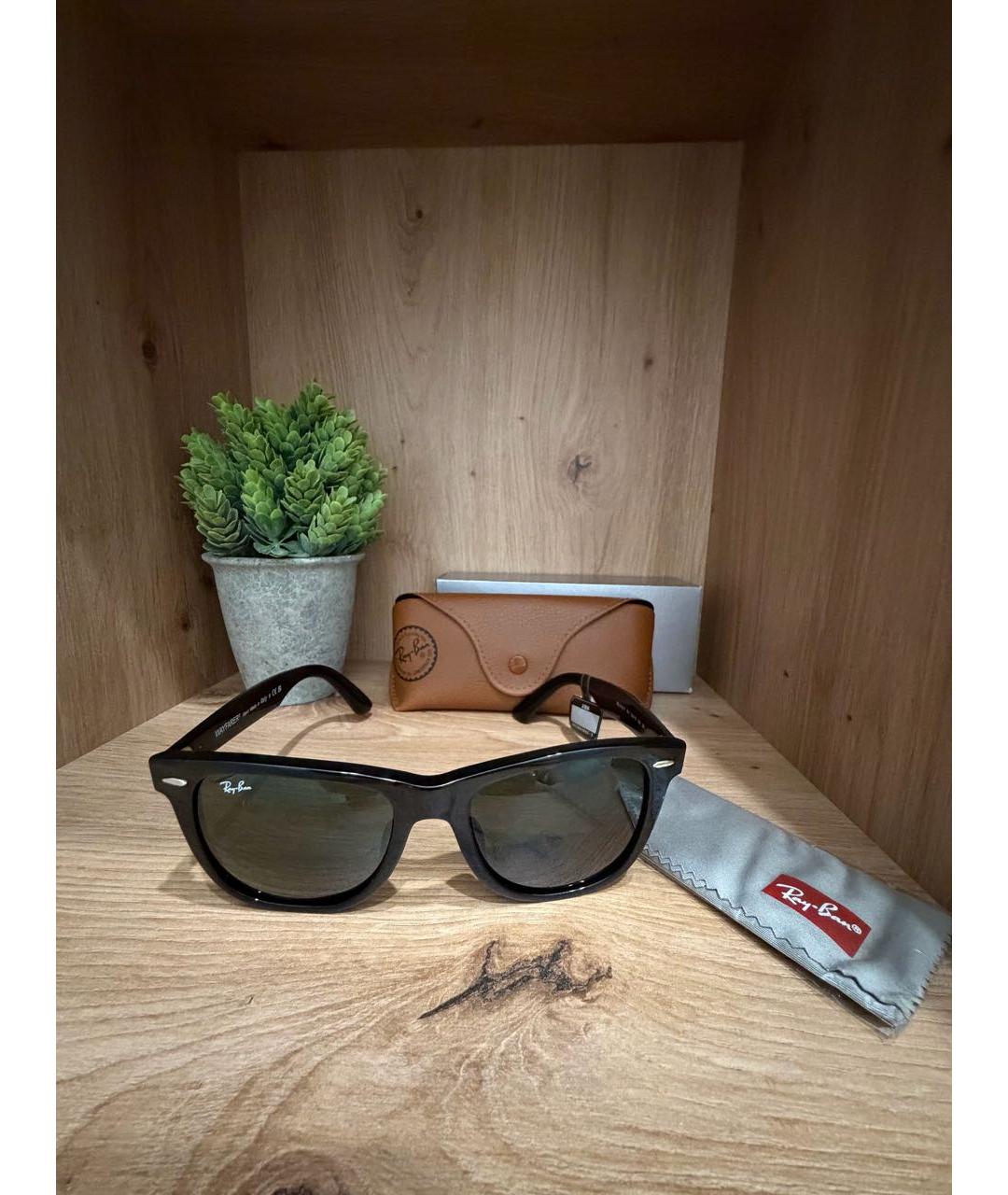 RAY BAN Черные пластиковые солнцезащитные очки, фото 5