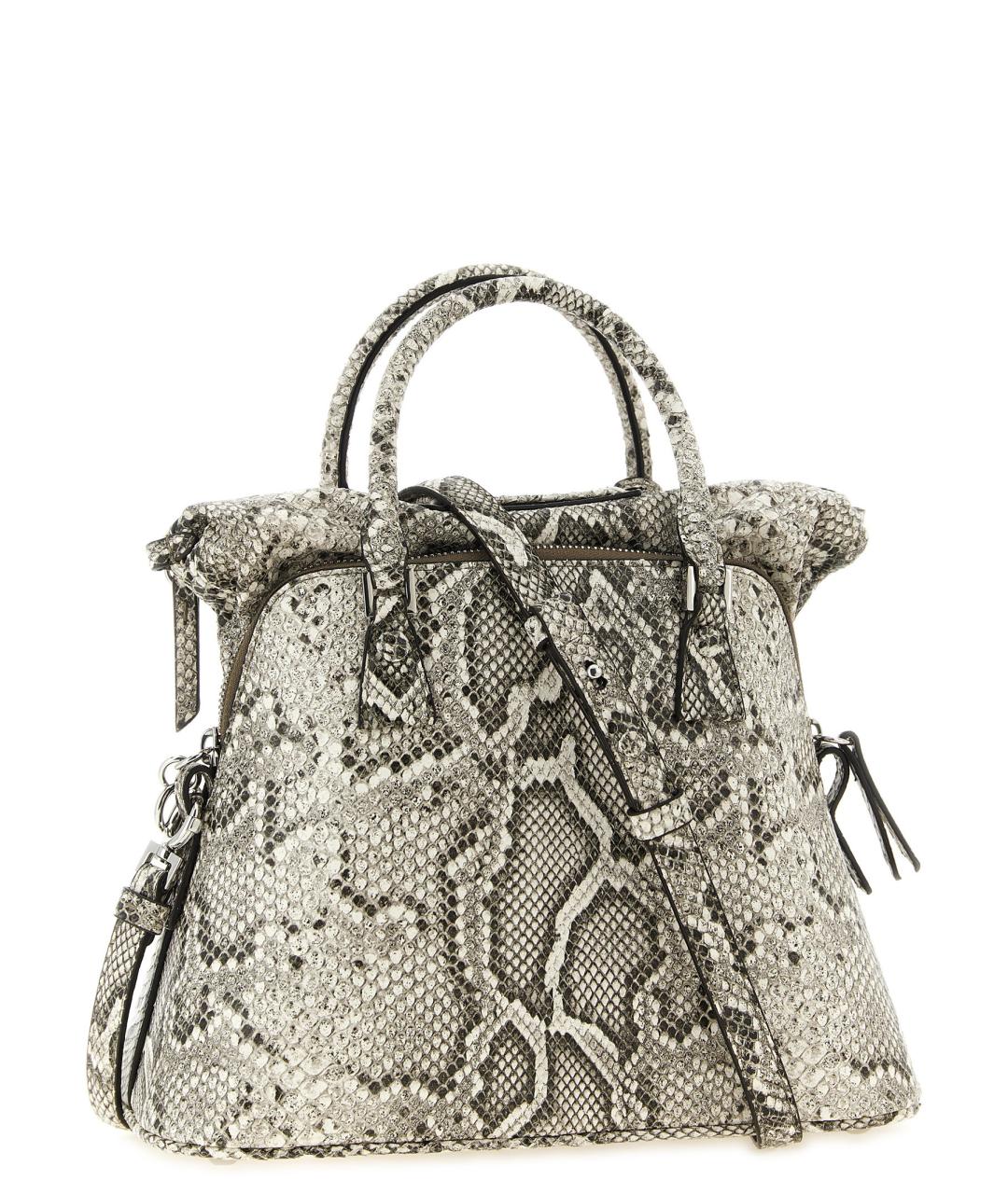 MAISON MARGIELA Серая кожаная сумка с короткими ручками, фото 2
