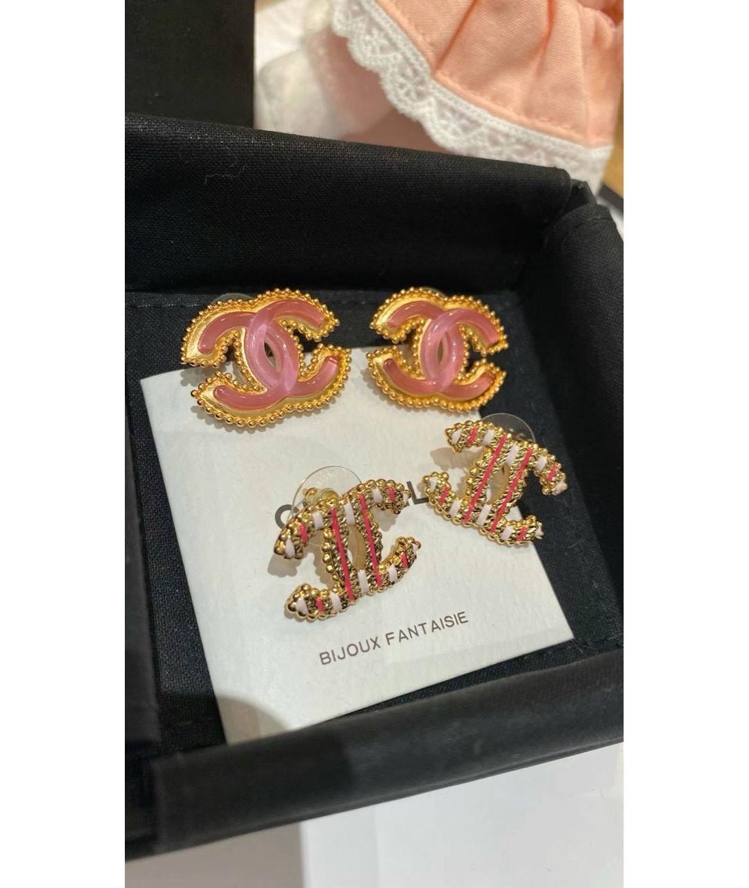 CHANEL Розовые металлические серьги, фото 3