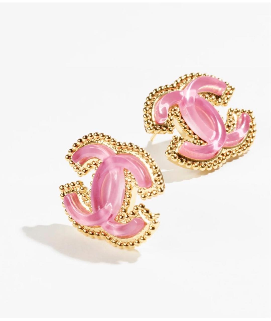 CHANEL Розовые металлические серьги, фото 2