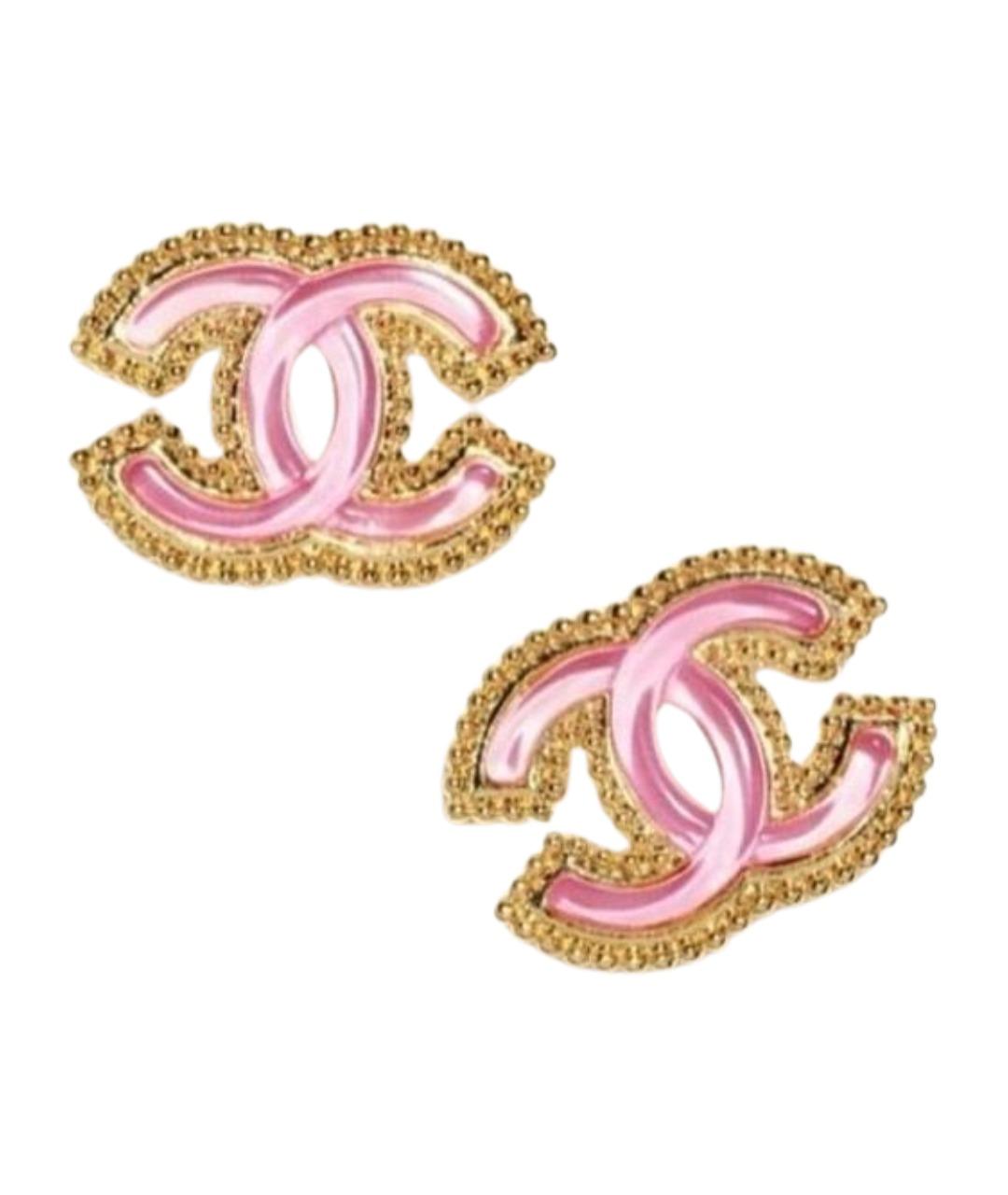 CHANEL Розовые металлические серьги, фото 1