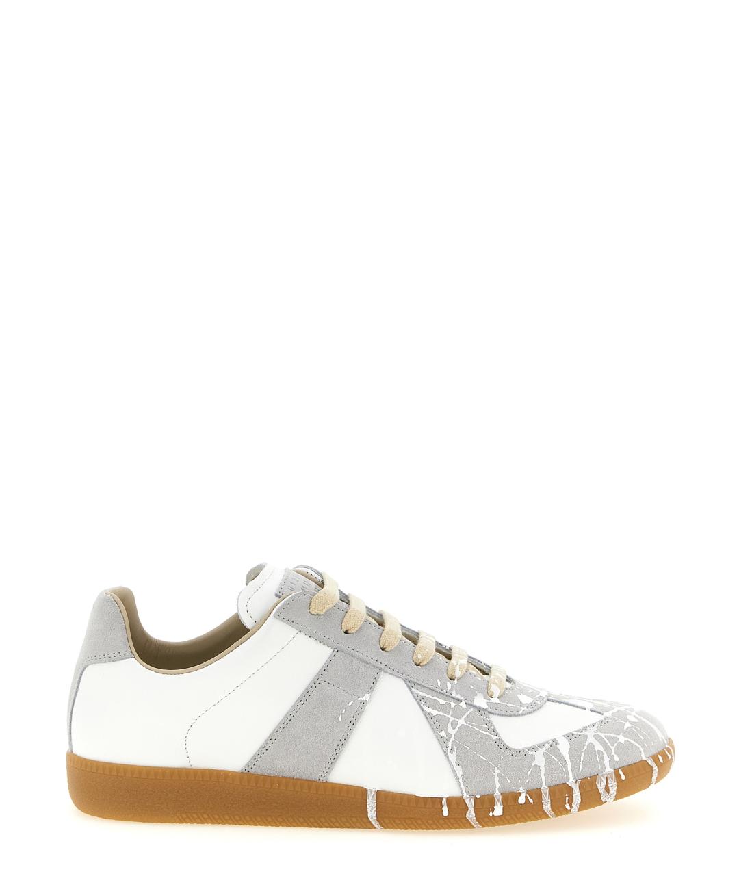 MAISON MARGIELA Серые кожаные низкие кроссовки / кеды, фото 1
