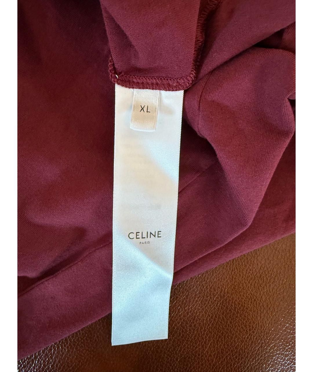 CELINE Бордовая хлопковая футболка, фото 6