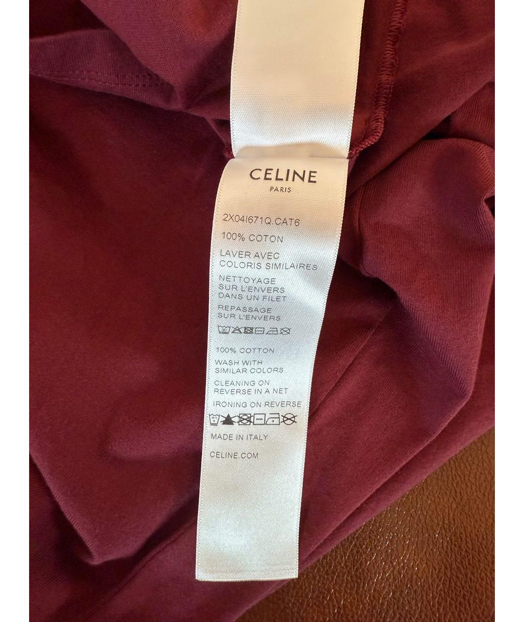 CELINE Бордовая хлопковая футболка, фото 7