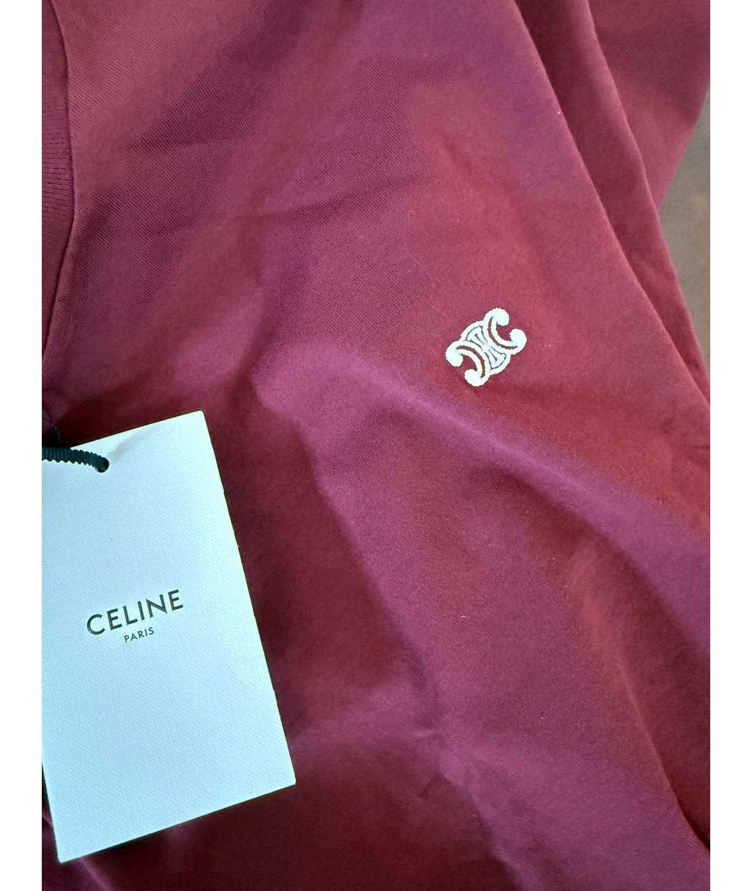 CELINE Бордовая хлопковая футболка, фото 3
