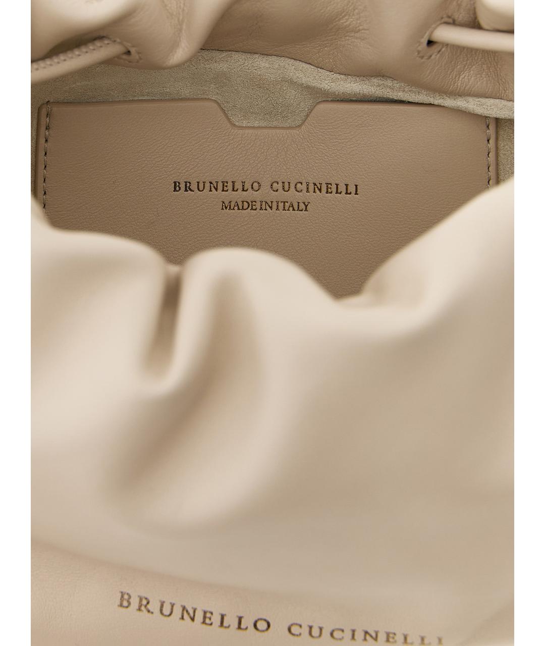 BRUNELLO CUCINELLI Белая кожаная сумка через плечо, фото 4