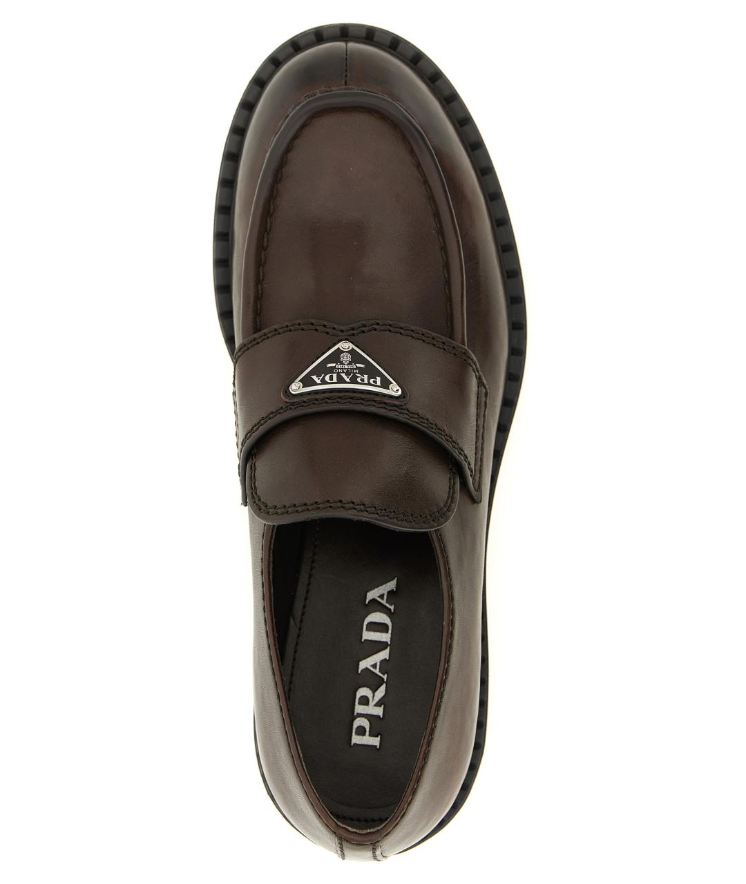 PRADA Коричневые кожаные лоферы, фото 4