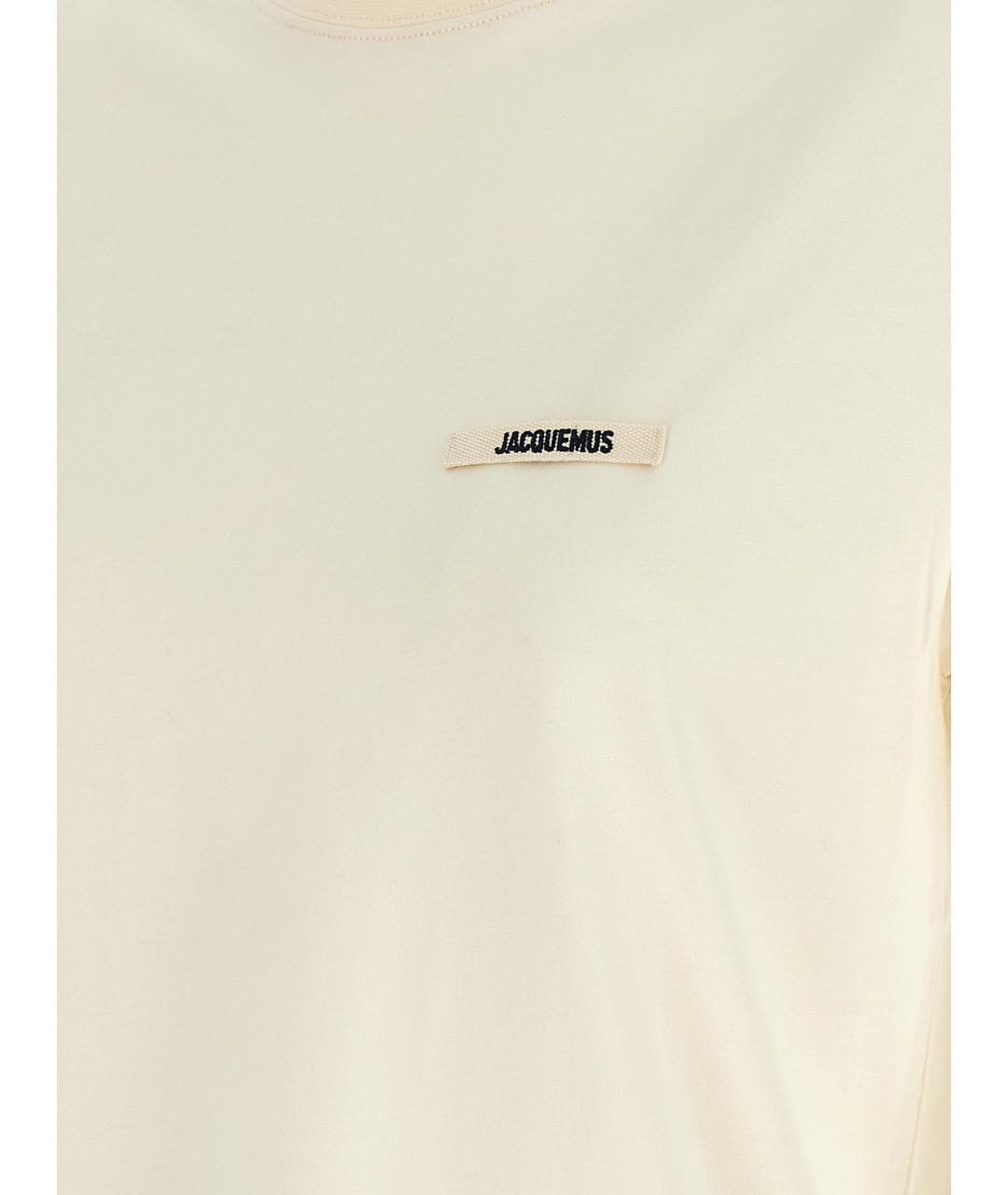 JACQUEMUS Бежевая хлопковая футболка, фото 4