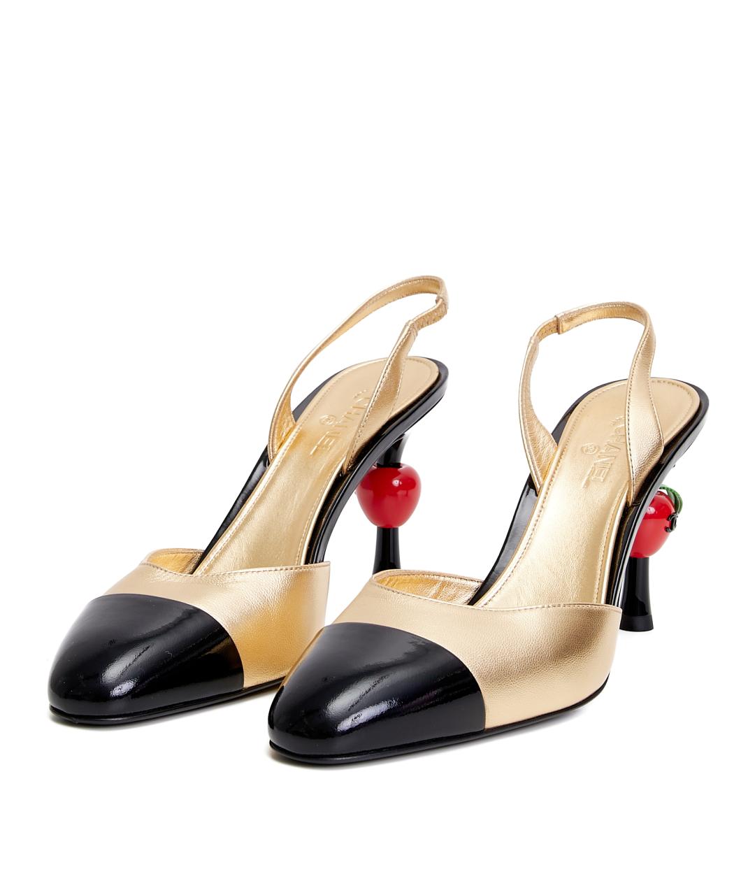 CHANEL Золотые кожаные туфли, фото 2