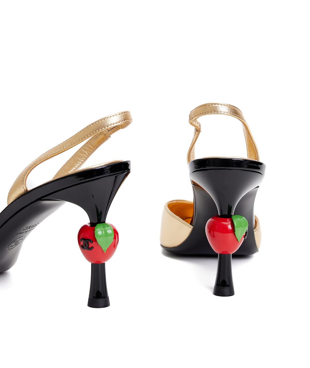 CHANEL Золотые кожаные туфли, фото 5