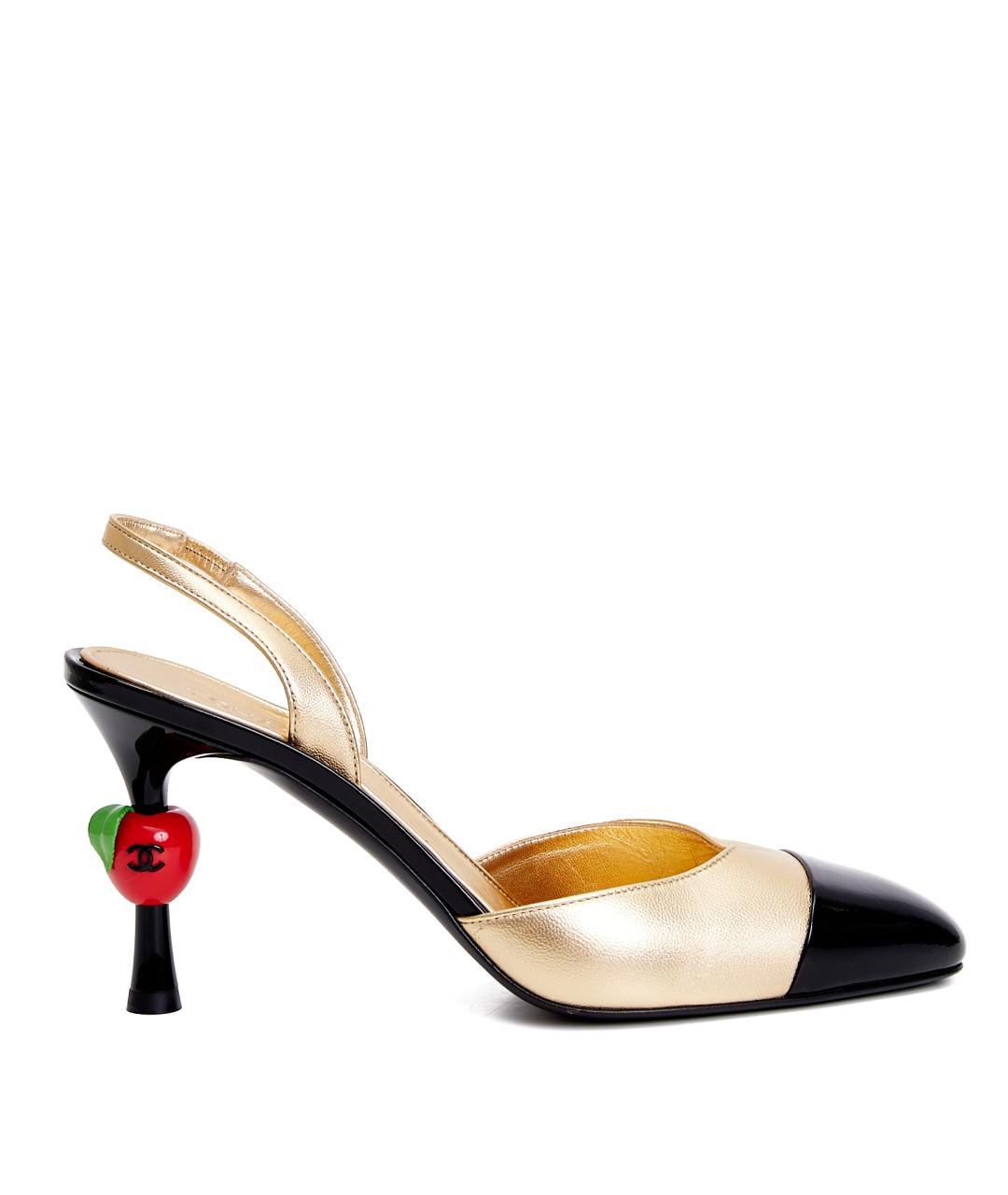 CHANEL Золотые кожаные туфли, фото 9