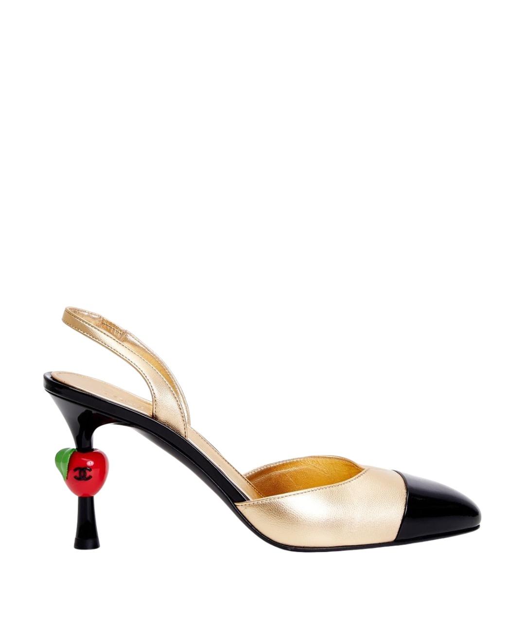 CHANEL Золотые кожаные туфли, фото 1