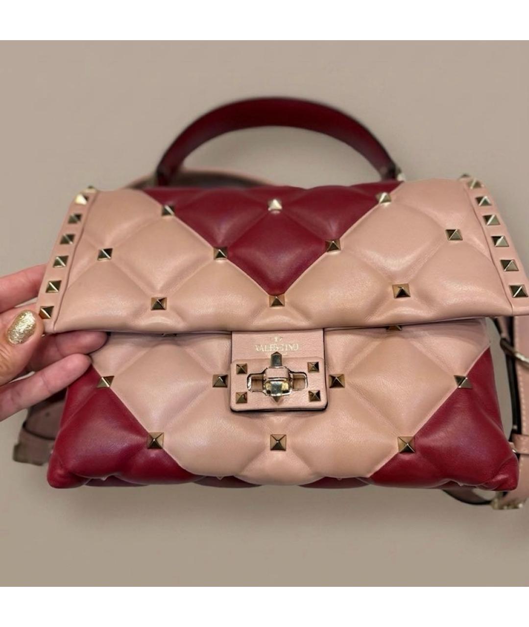 VALENTINO Бордовая кожаная сумка через плечо, фото 4