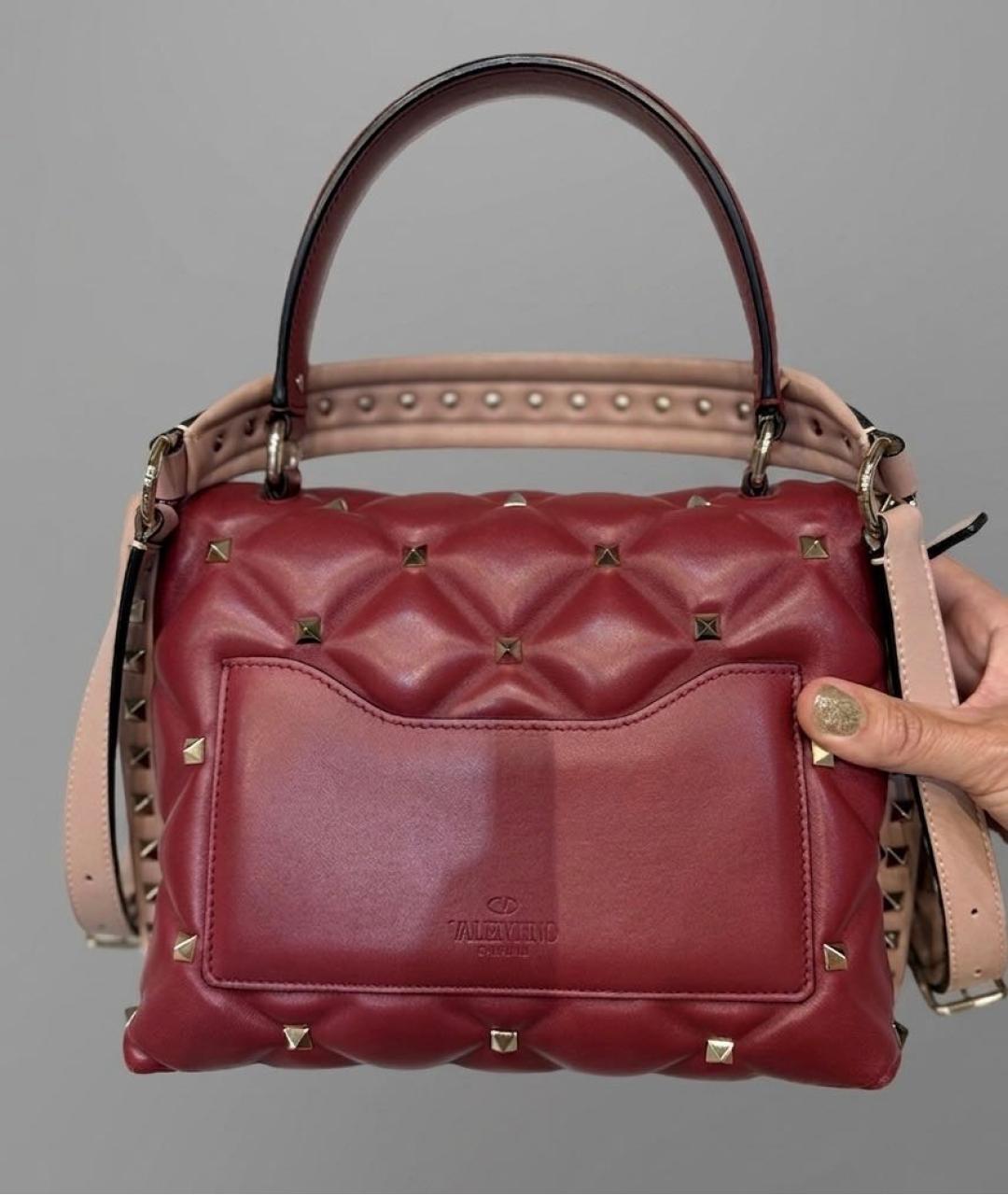 VALENTINO Бордовая кожаная сумка через плечо, фото 3