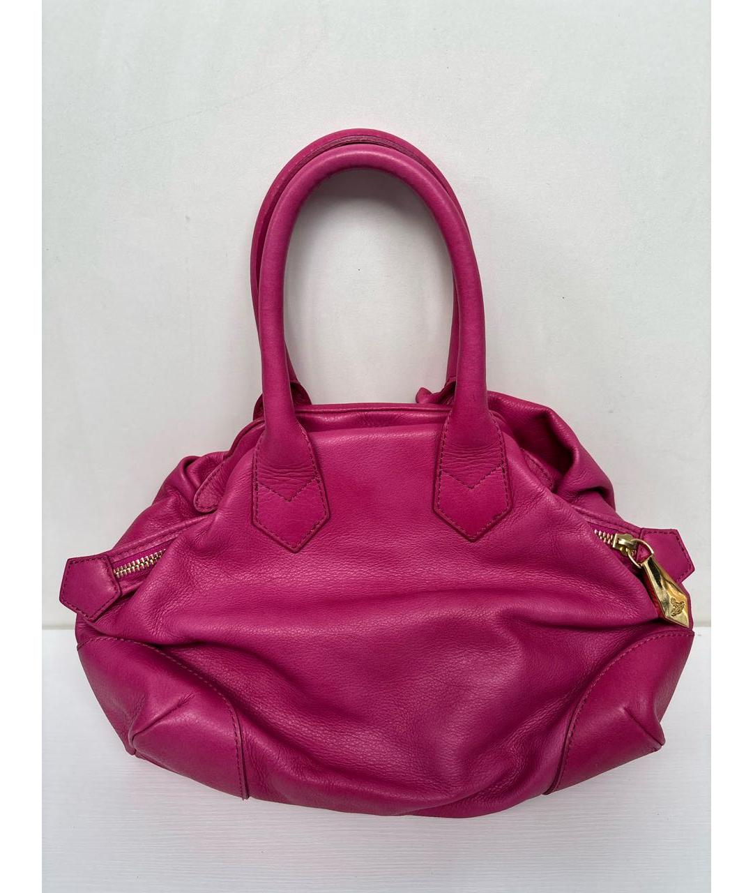 VIVIENNE WESTWOOD Фуксия кожаная сумка с короткими ручками, фото 5
