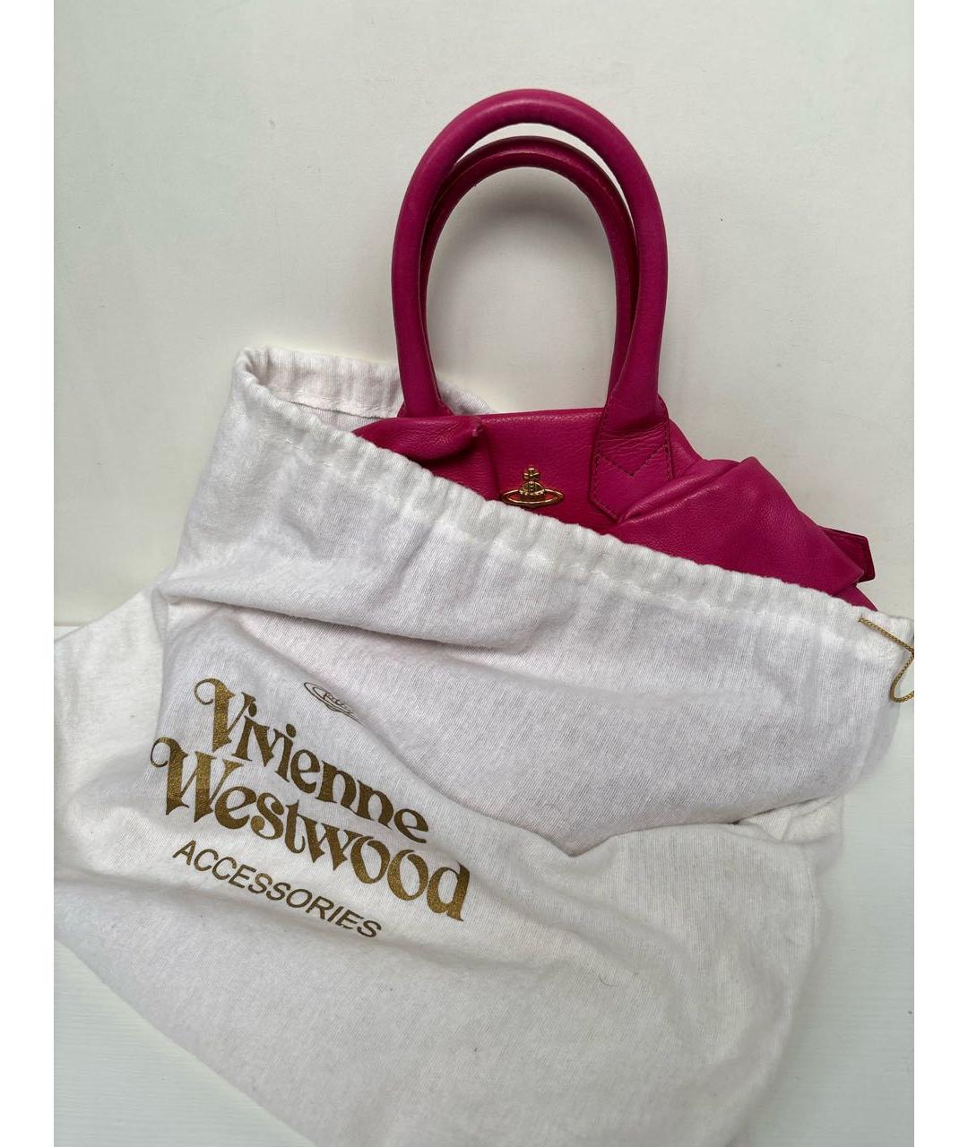 VIVIENNE WESTWOOD Фуксия кожаная сумка с короткими ручками, фото 3