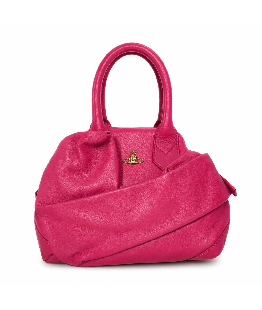 VIVIENNE WESTWOOD Фуксия кожаная сумка с короткими ручками, фото 9