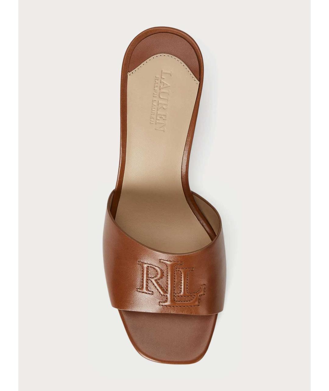 RALPH LAUREN Коричневые кожаные сандалии, фото 4