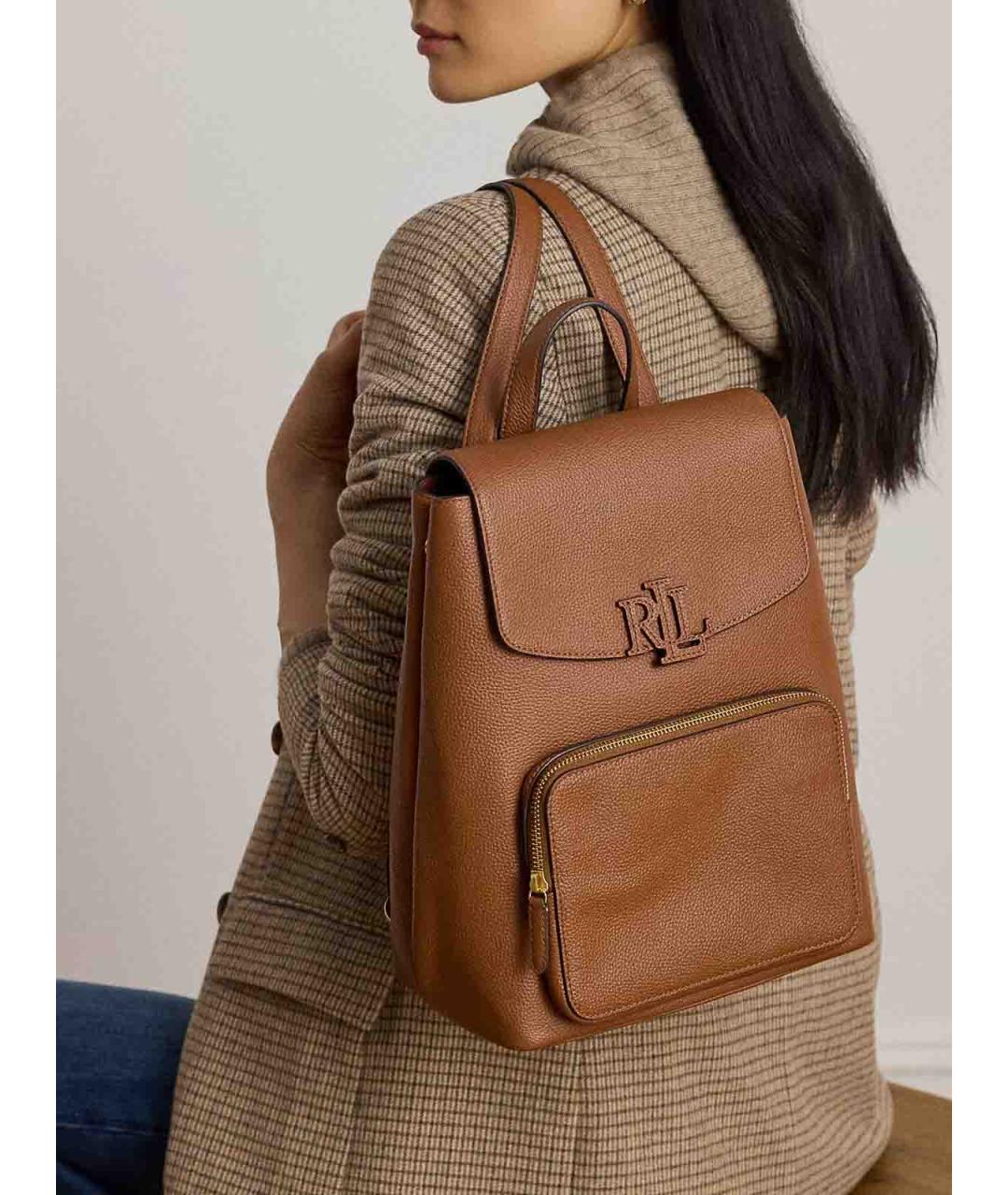 RALPH LAUREN Коричневый кожаный рюкзак, фото 6