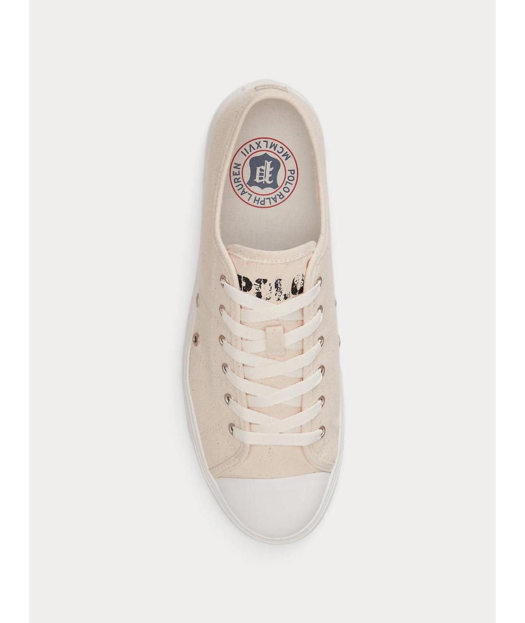 POLO RALPH LAUREN Бежевые текстильные низкие кроссовки / кеды, фото 4