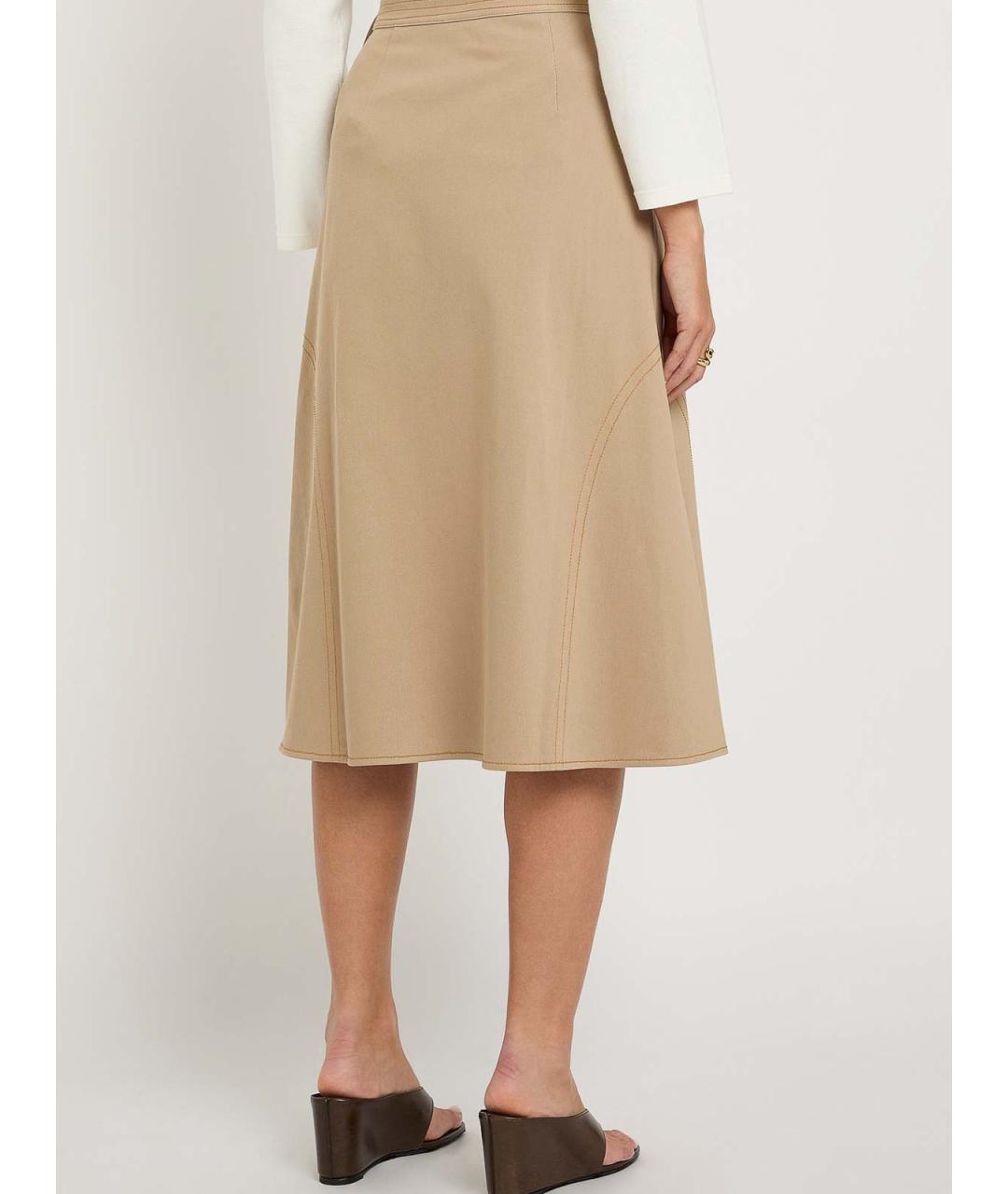MAX MARA Бежевая хлопковая юбка миди, фото 3