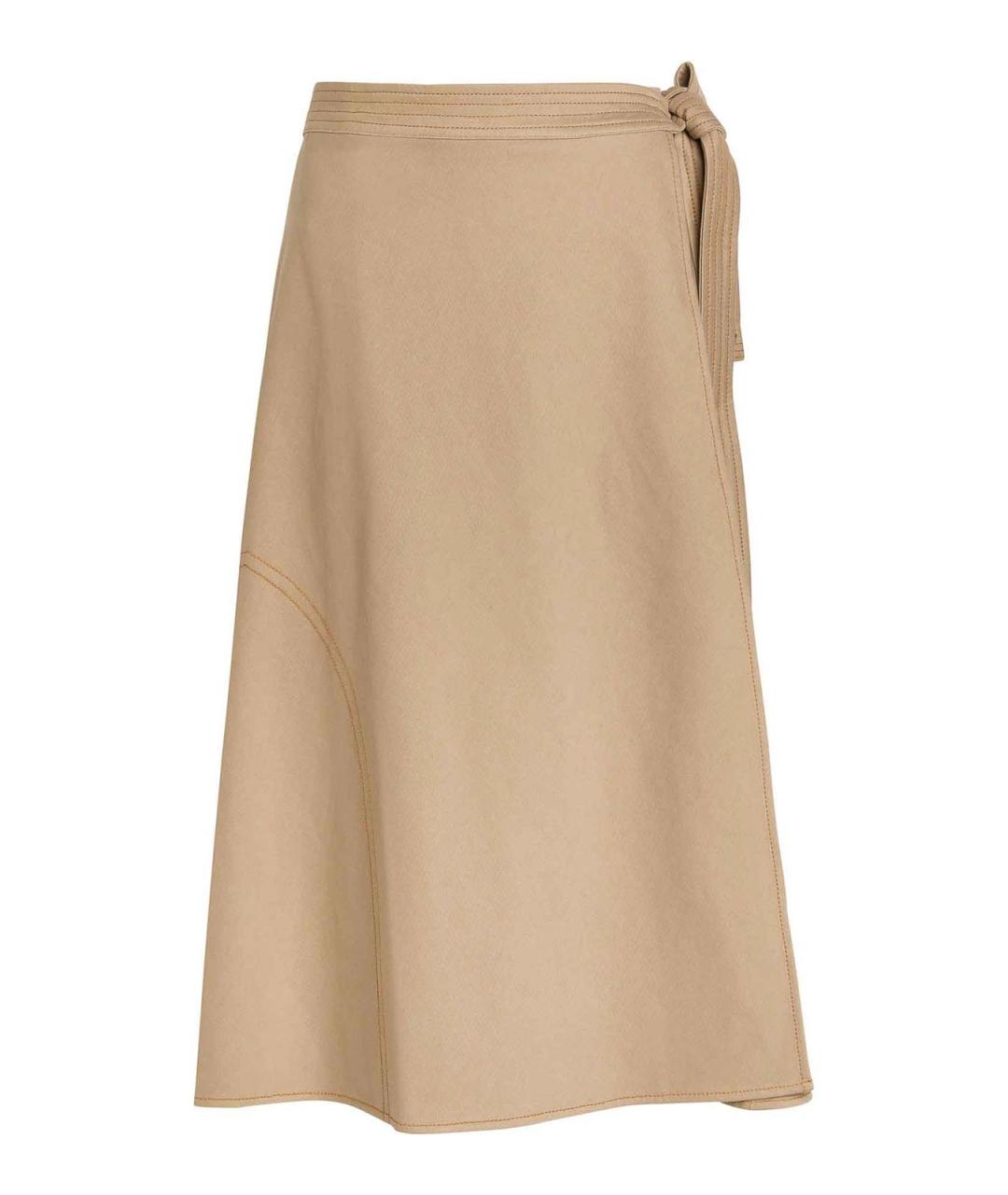 MAX MARA Бежевая хлопковая юбка миди, фото 1