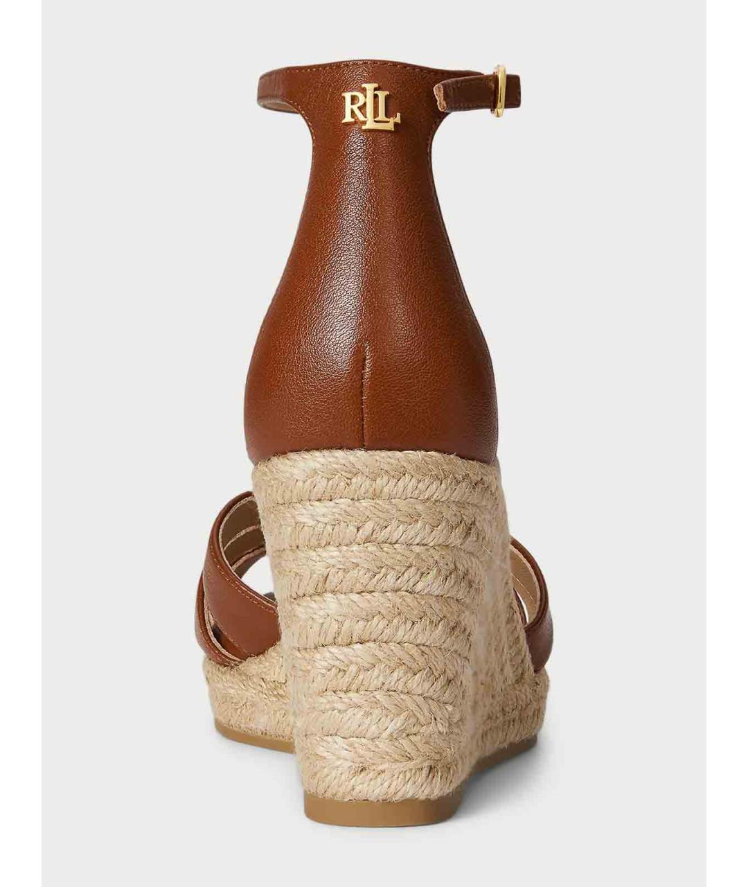 RALPH LAUREN Коричневые кожаные босоножки, фото 3