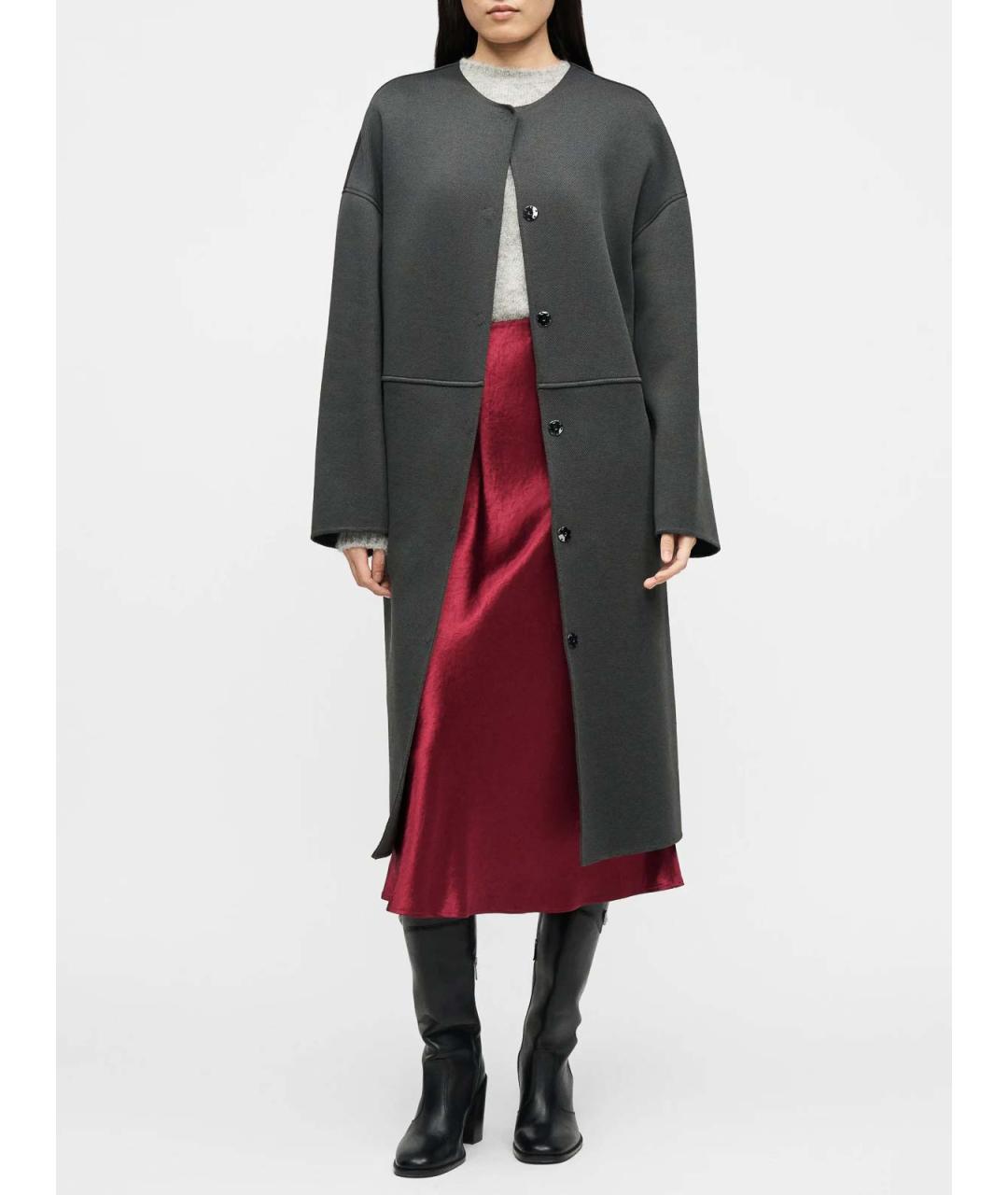 MAX MARA Бордовая ацетатная юбка миди, фото 3