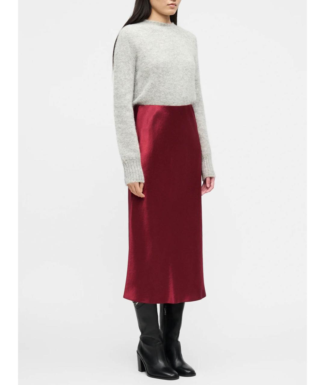 MAX MARA Бордовая ацетатная юбка миди, фото 5