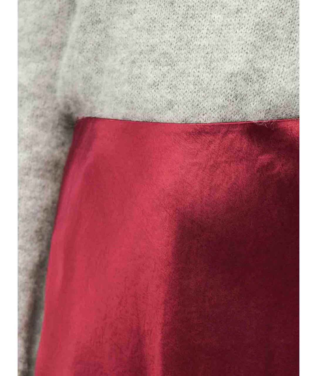 MAX MARA Бордовая ацетатная юбка миди, фото 2