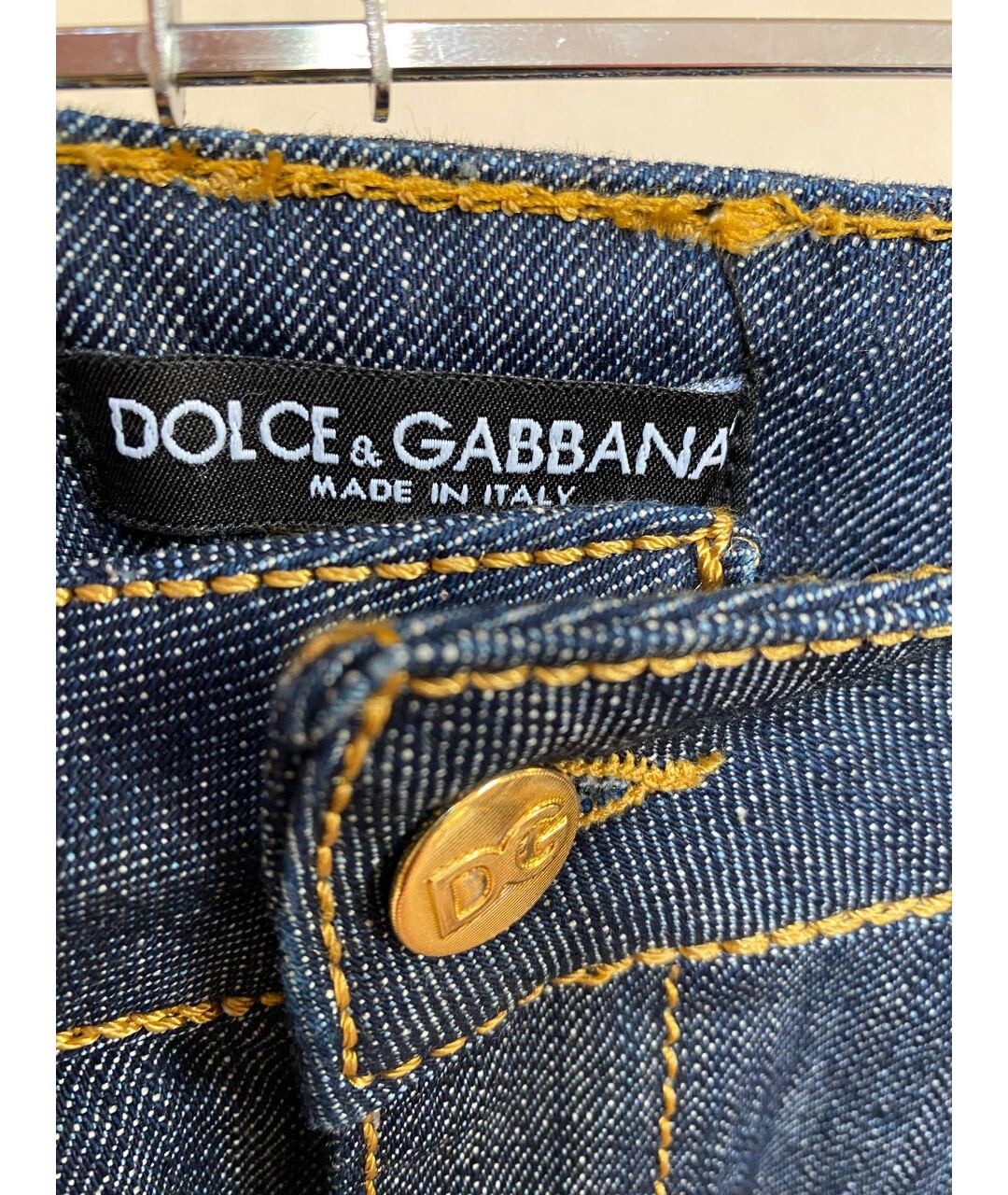 DOLCE & GABBANA VINTAGE Темно-синяя хлопковая юбка миди, фото 3