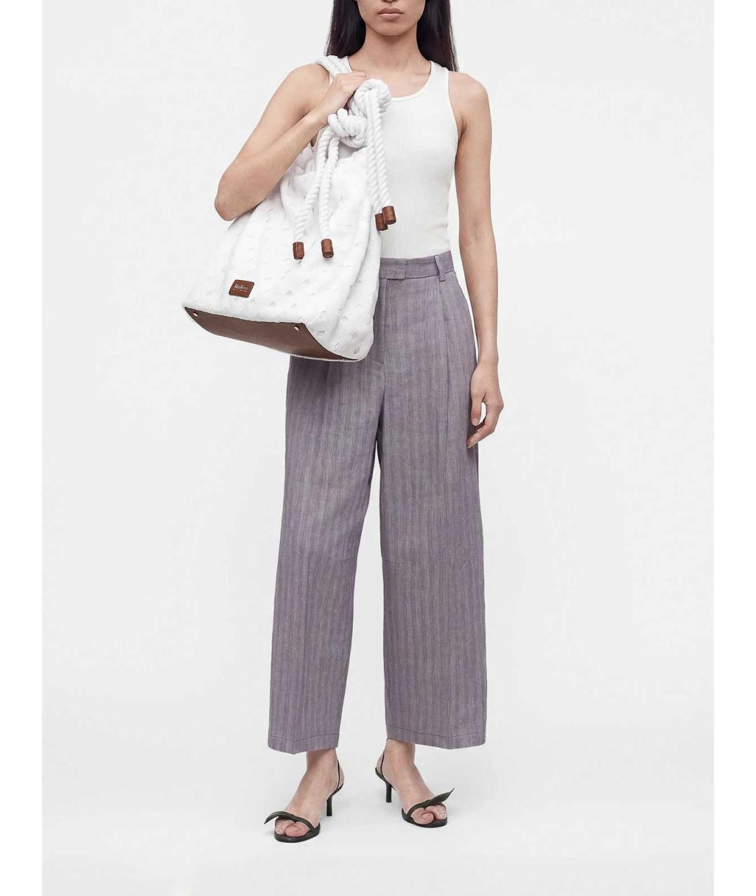 MAX MARA Белая синтетическая сумка тоут, фото 5