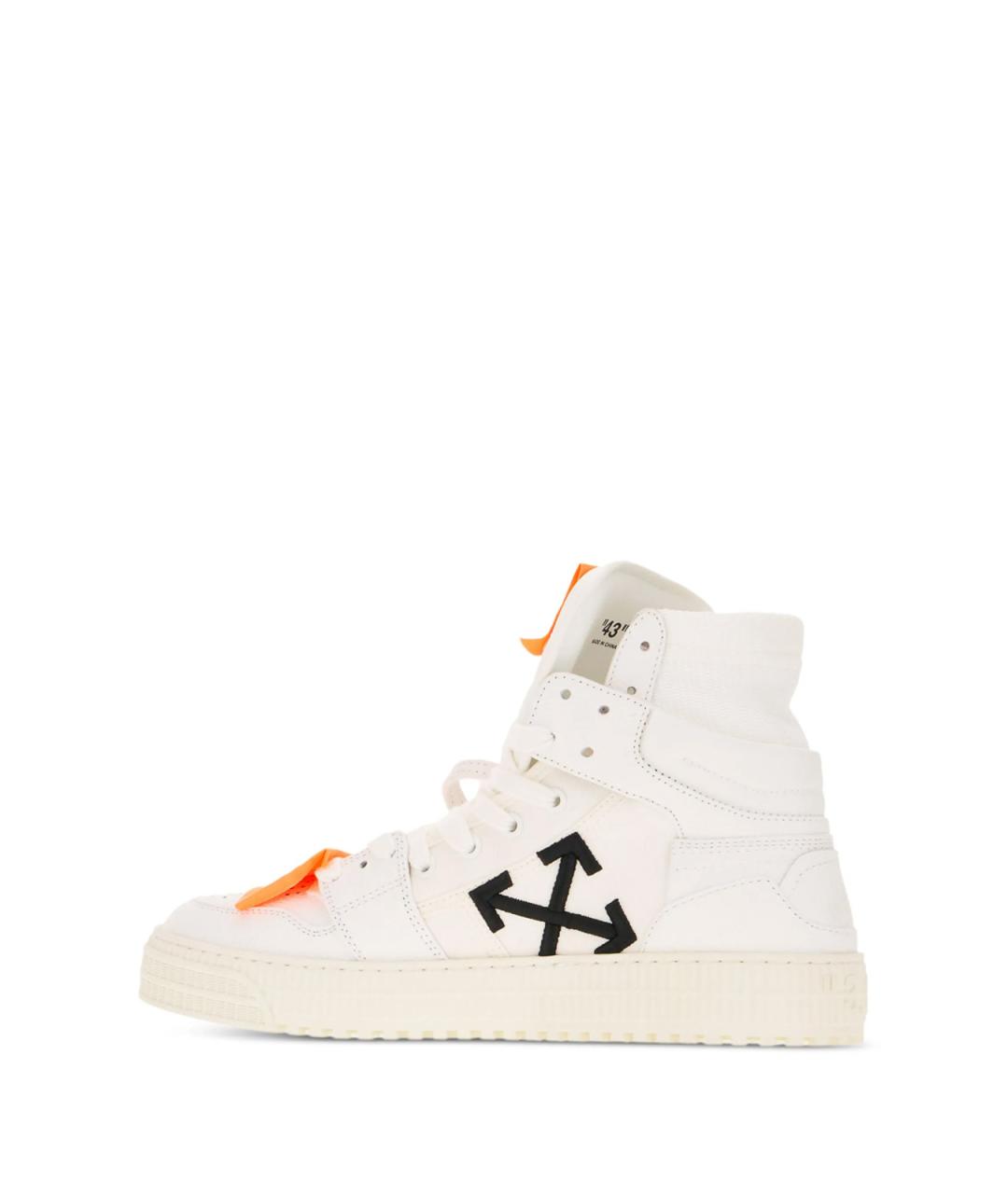 OFF-WHITE Белые кожаные высокие кроссовки / кеды, фото 3