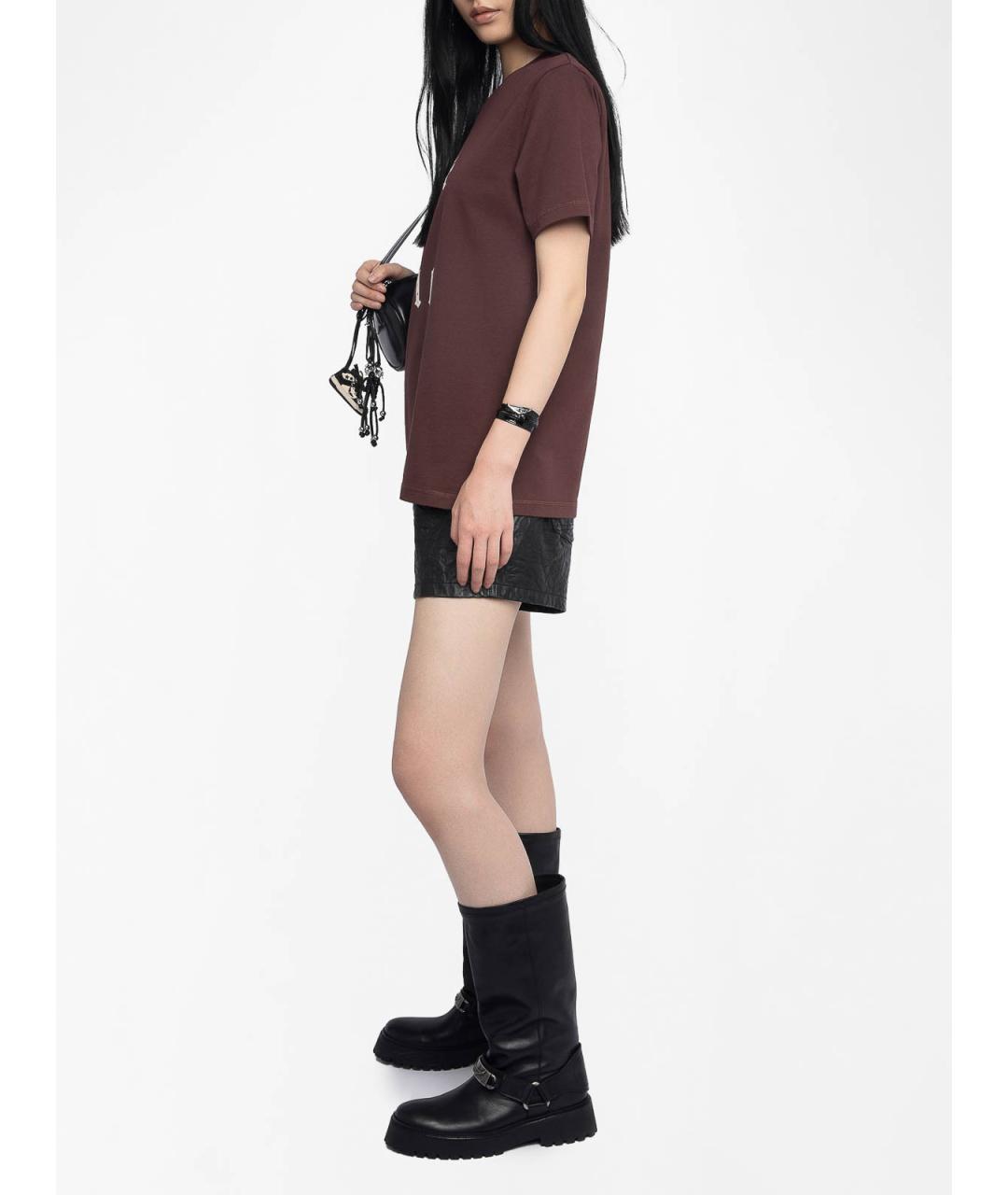 ZADIG & VOLTAIRE Бордовая хлопковая футболка, фото 5