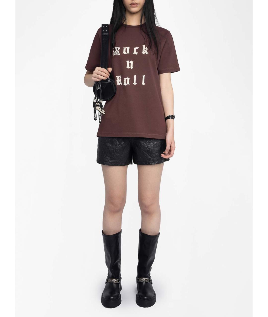 ZADIG & VOLTAIRE Бордовая хлопковая футболка, фото 4