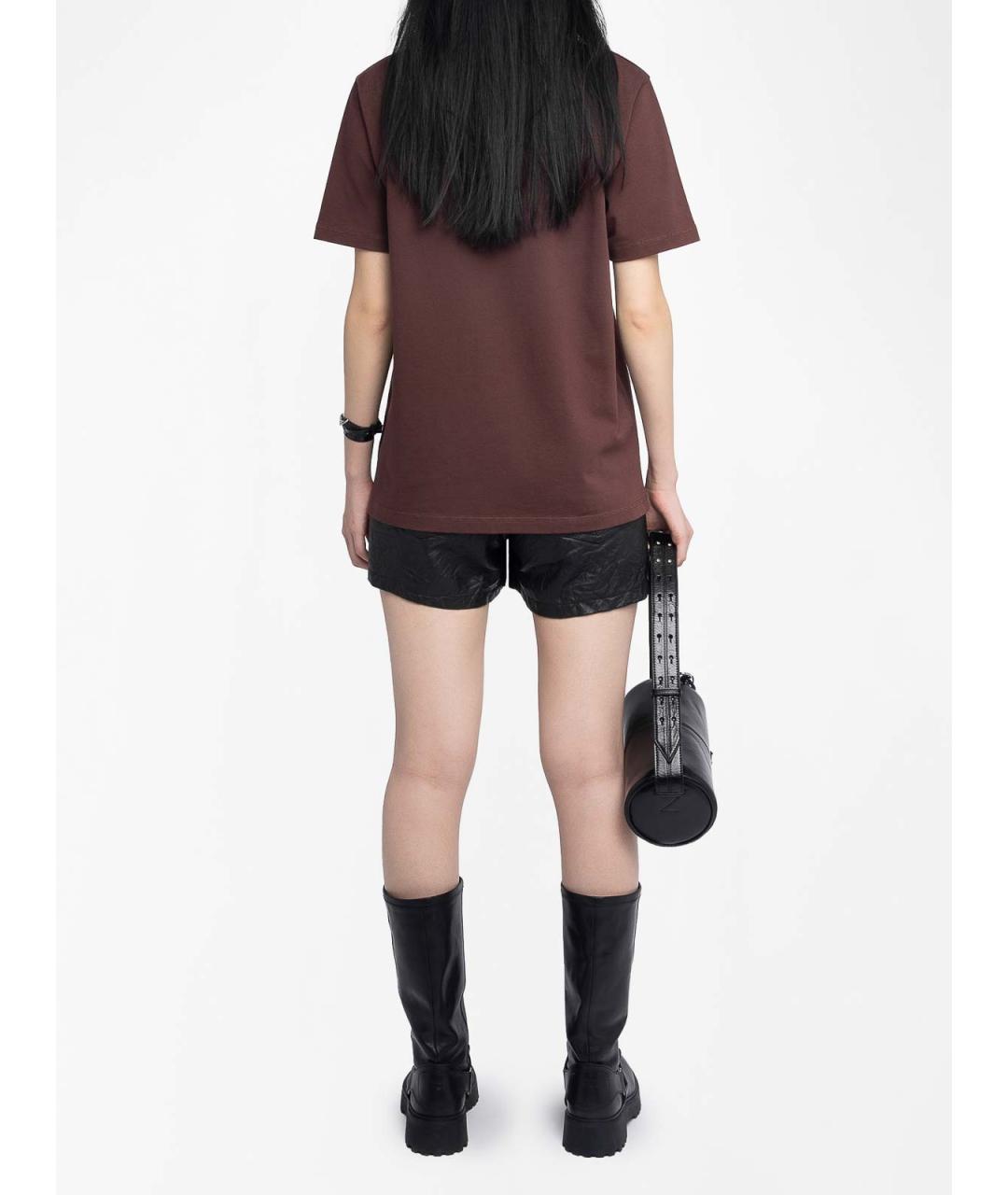ZADIG & VOLTAIRE Бордовая хлопковая футболка, фото 6
