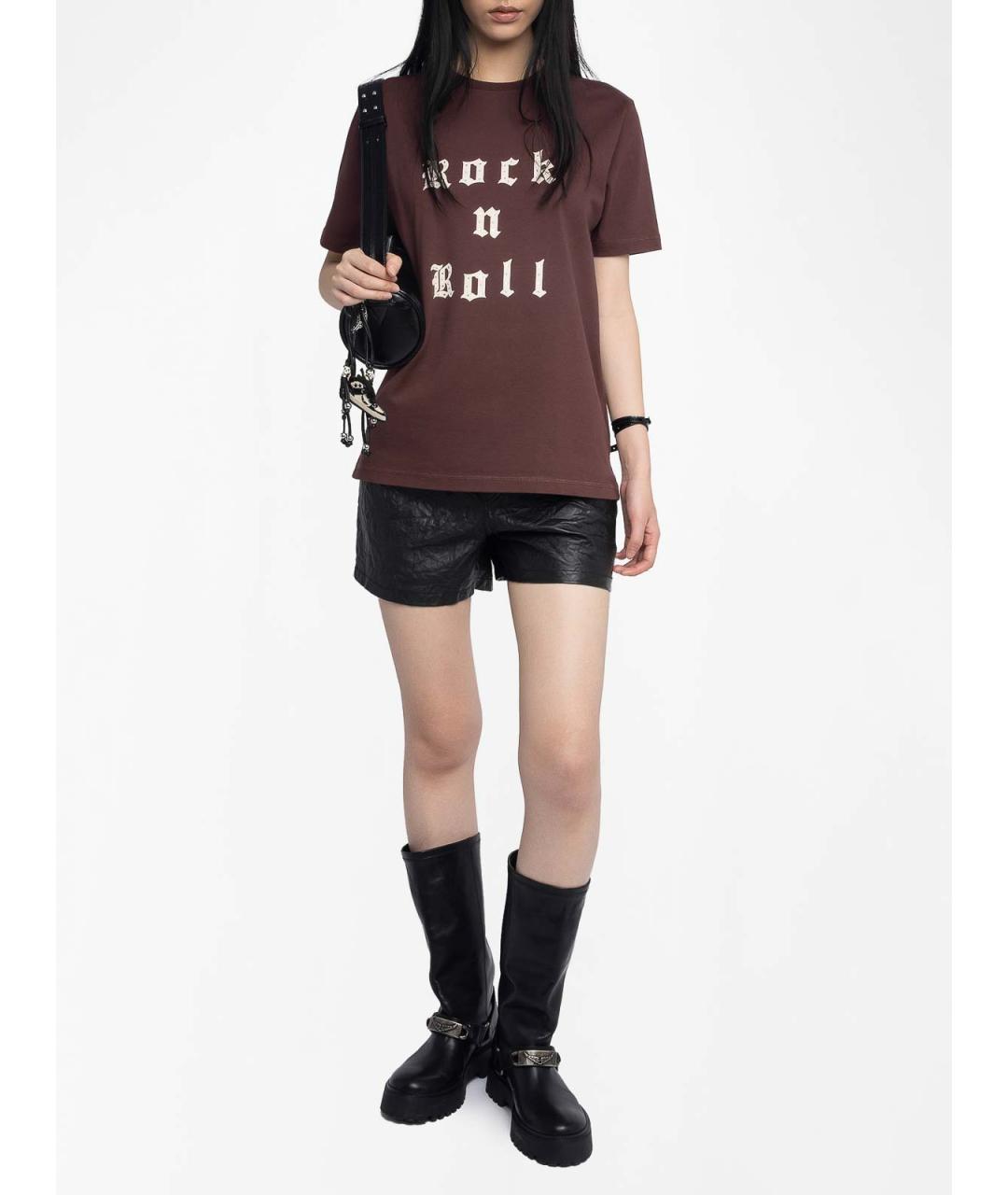 ZADIG & VOLTAIRE Бордовая хлопковая футболка, фото 3