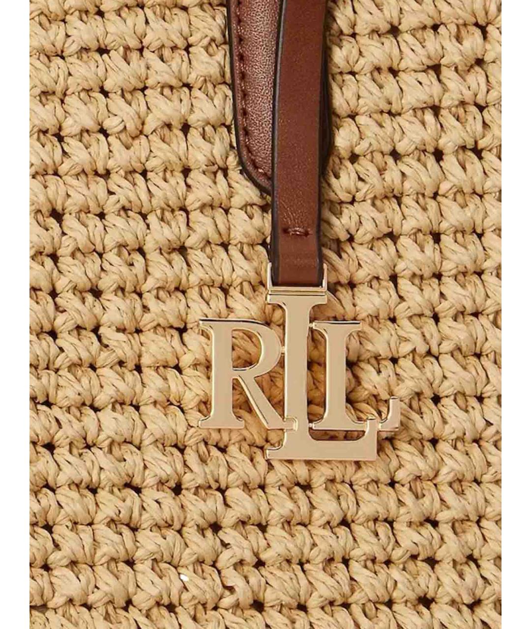 RALPH LAUREN Бежевая плетеная сумка тоут, фото 4