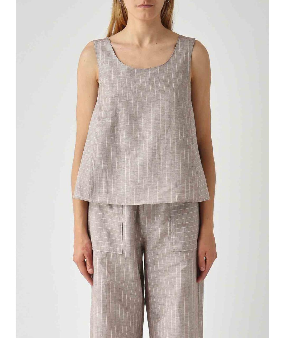 MAX MARA Бежевая льняная майка, фото 2