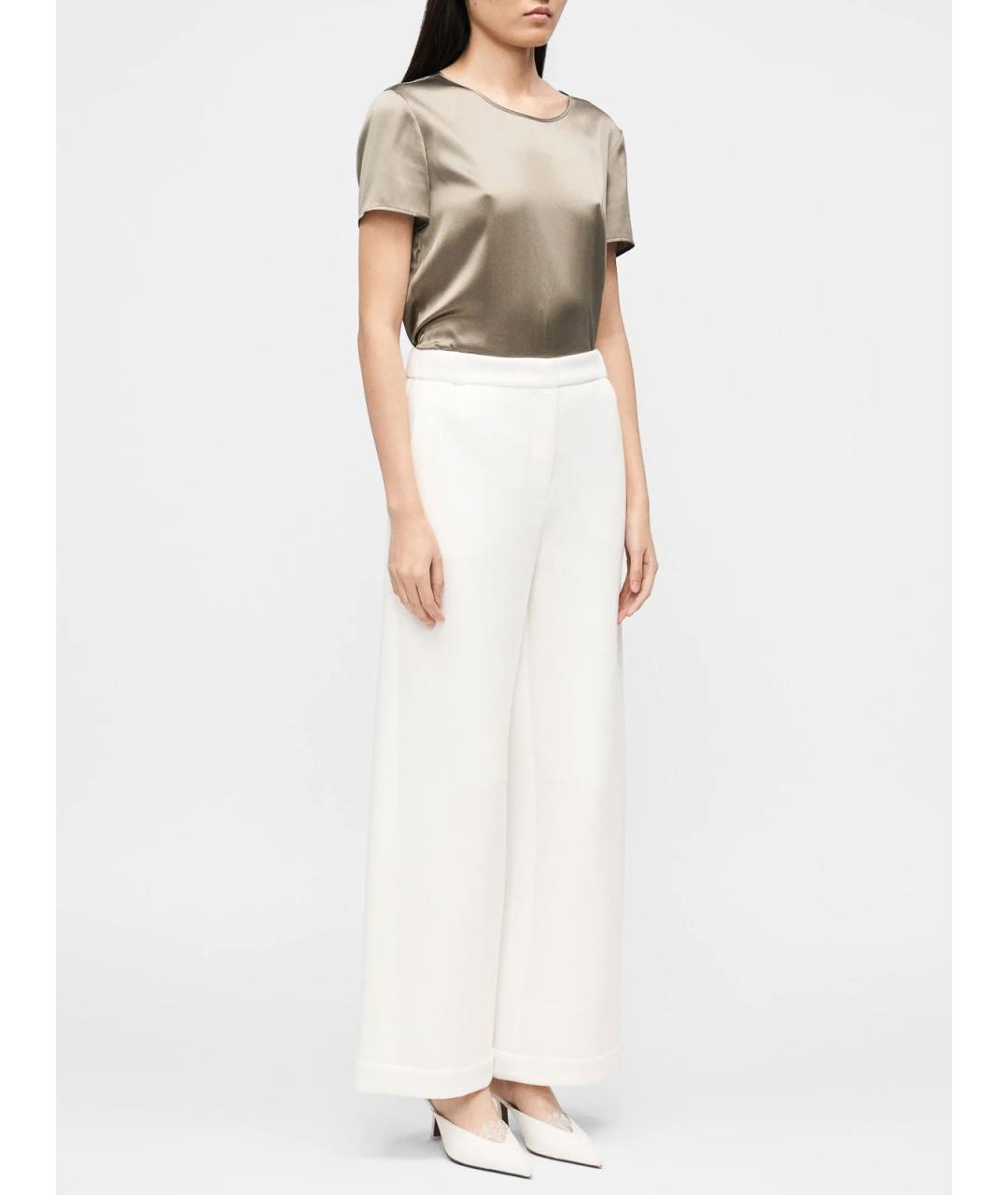 MAX MARA Белые хлопковые брюки широкие, фото 5