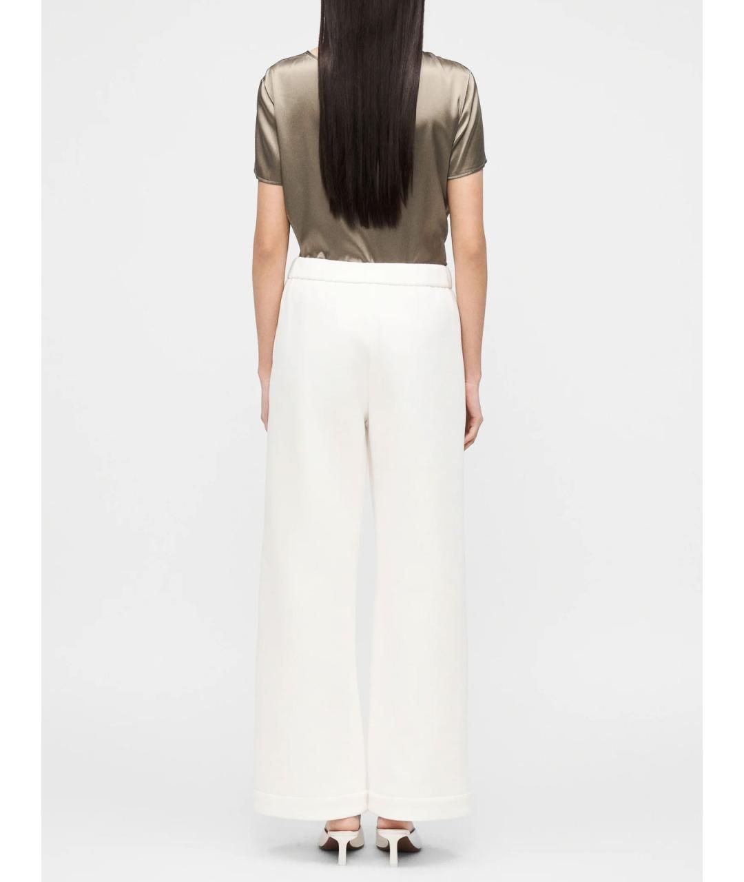 MAX MARA Белые хлопковые брюки широкие, фото 4