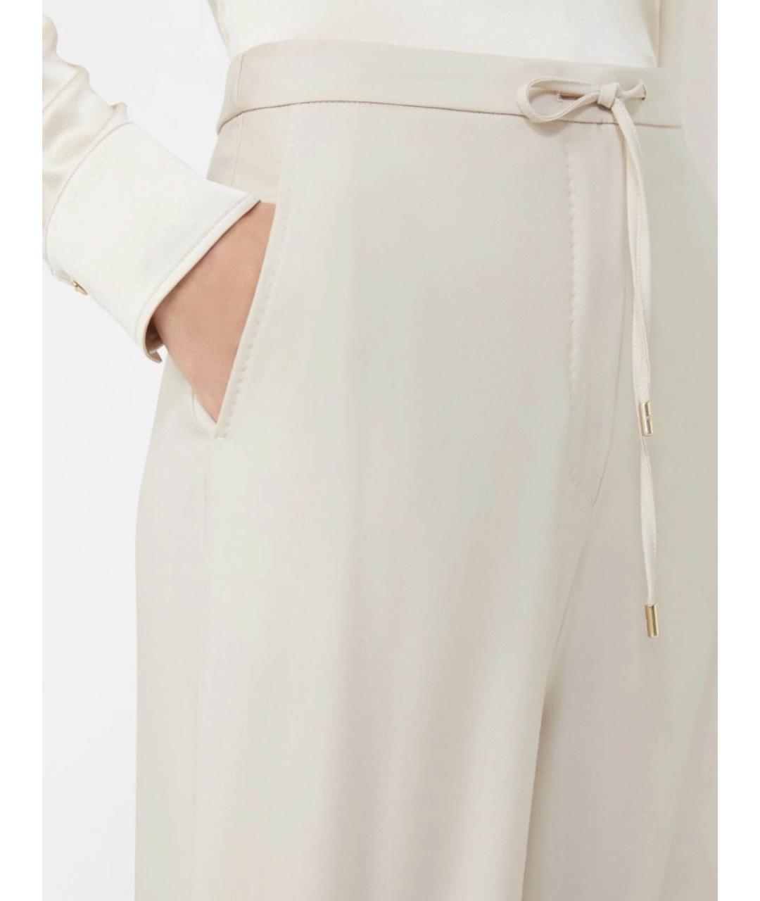 MAX MARA STUDIO Бежевые шерстяные брюки широкие, фото 4