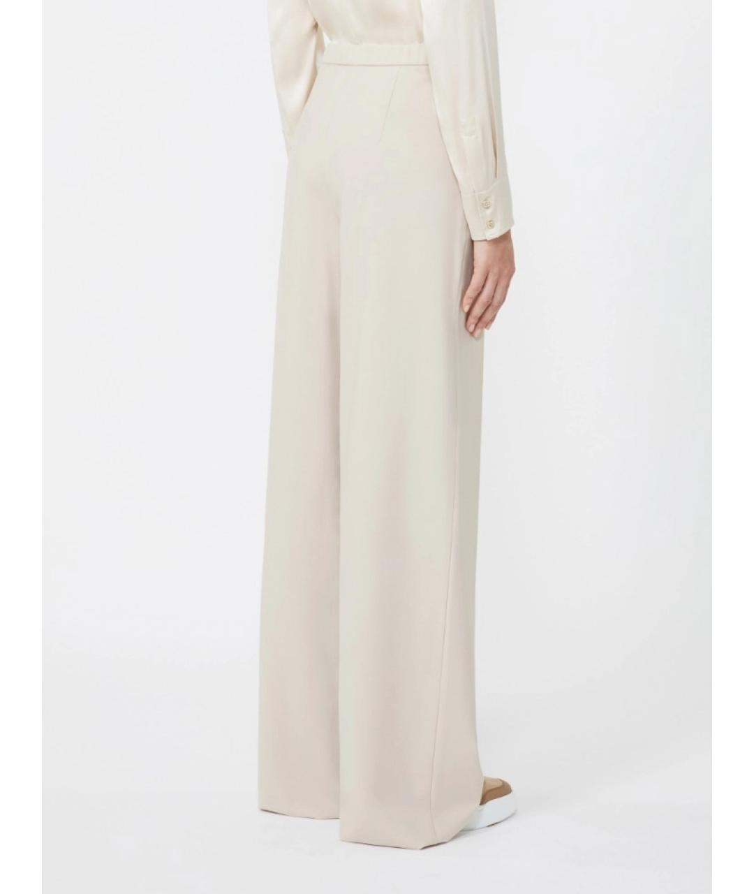 MAX MARA STUDIO Бежевые шерстяные брюки широкие, фото 3