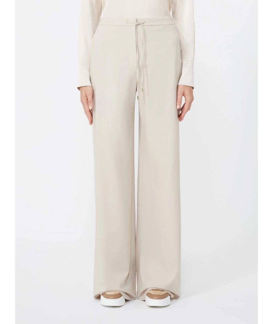 MAX MARA STUDIO Бежевые шерстяные брюки широкие, фото 5