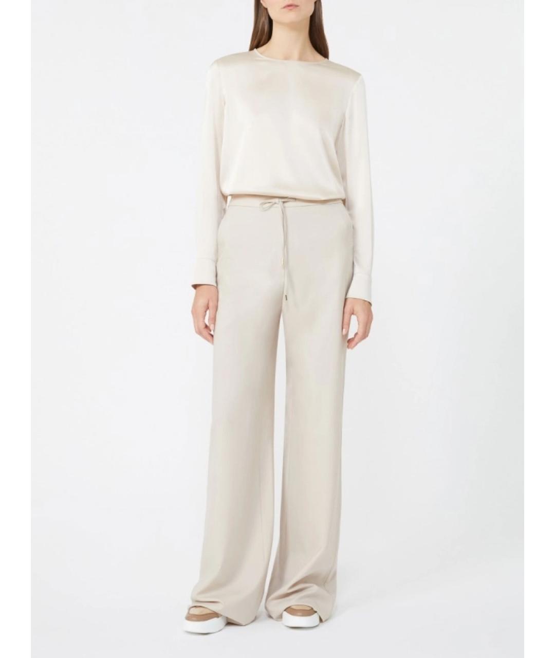 MAX MARA STUDIO Бежевые шерстяные брюки широкие, фото 2