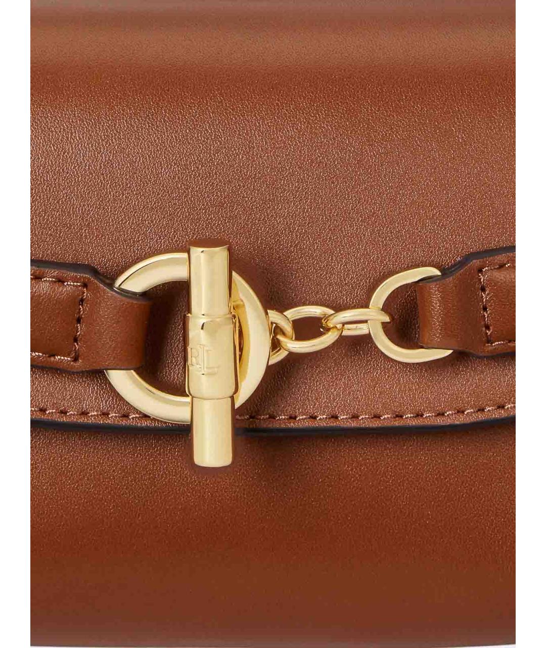 RALPH LAUREN Коричневая кожаная сумка через плечо, фото 6